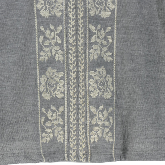 Time and Tru Embroidered Knit Top Womens XL Heathered Gray Boho Hippie Peasant - Picture 3 of 8